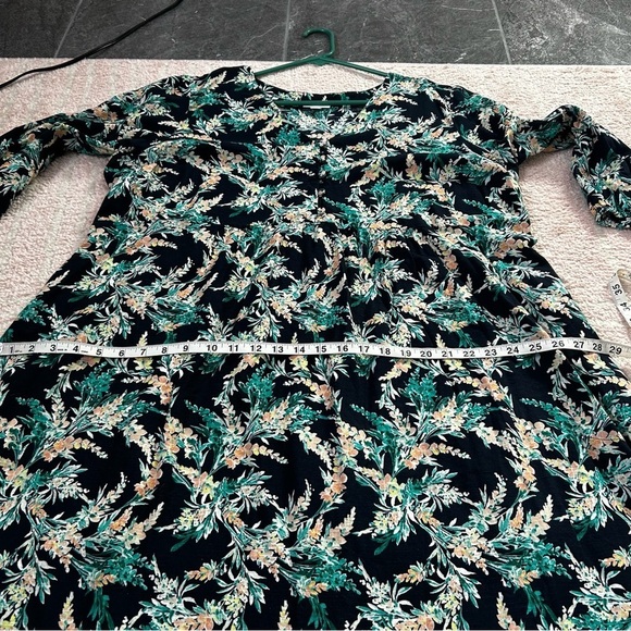 J Jill Floral 100% Cotton Midi Dress 3/4 Sleeves Size 2X Spring Summer Easter - Picture 10 of 12